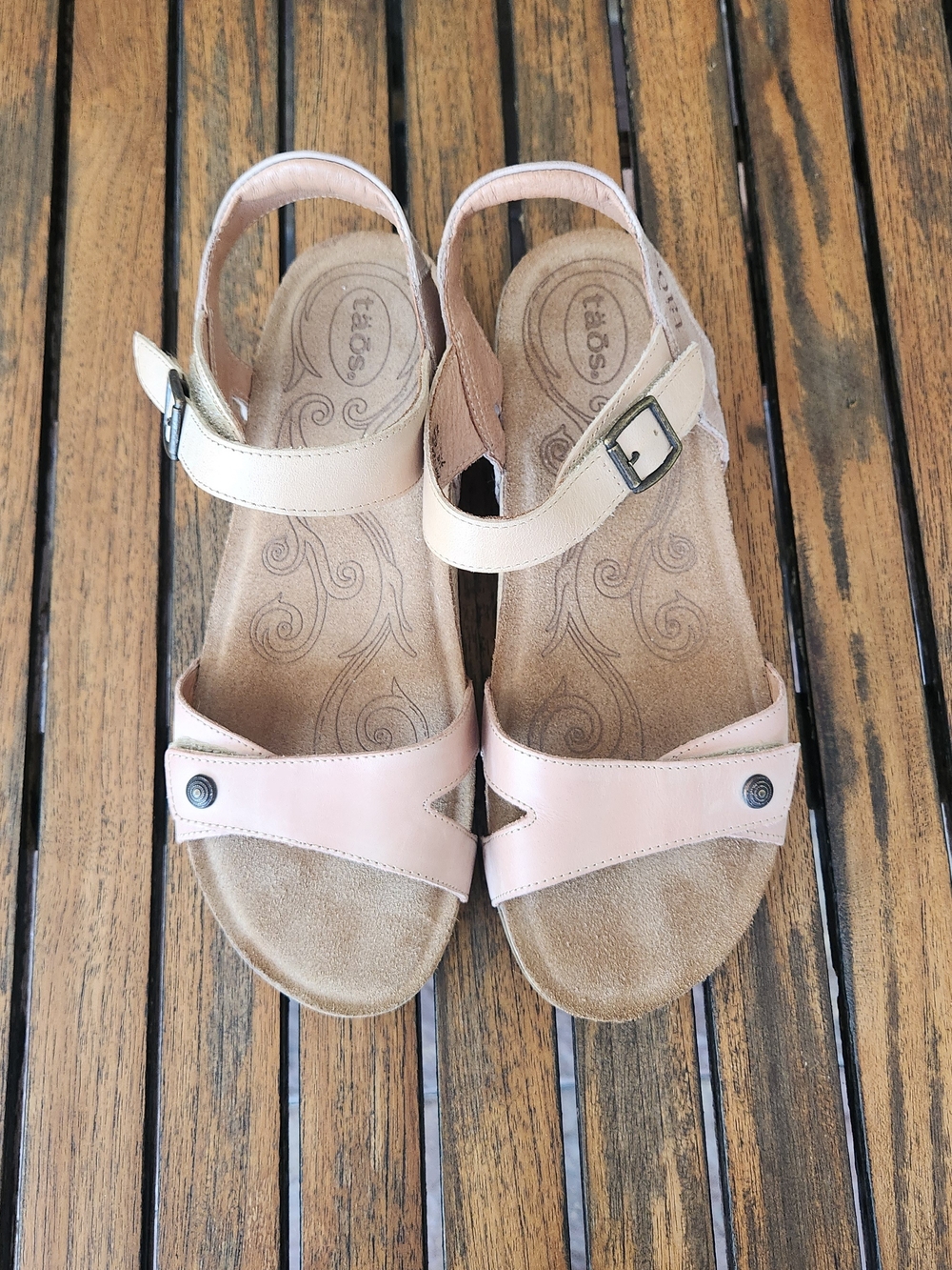 Women's Taos Footwear Sadie Sandals Dual-Strap Buckle Blush-Tan Size 7-7.5 Comfy - Picture 3 of 13